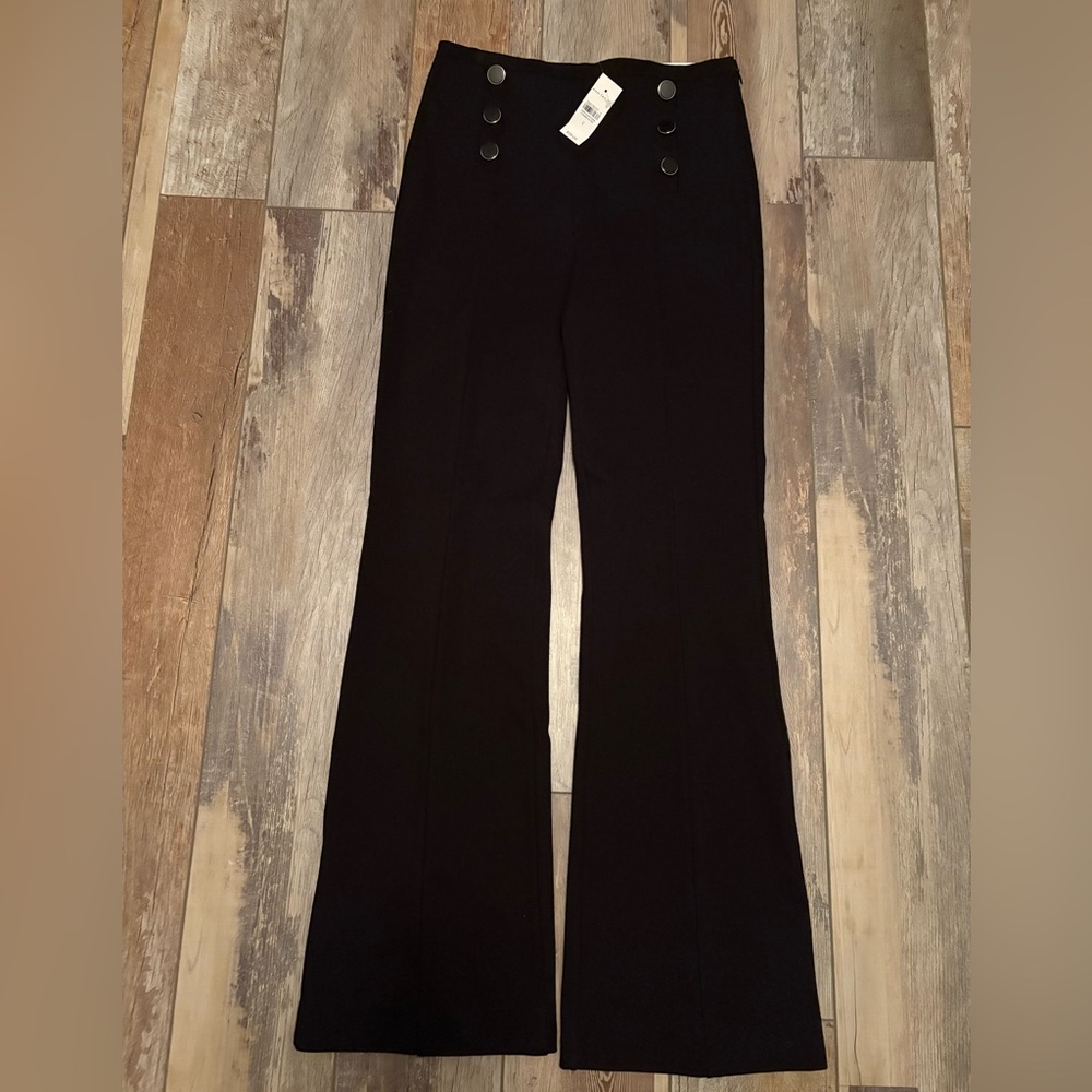 NWT Ann Taylor size 2 slightly flared high rise pants, side zipper, black
